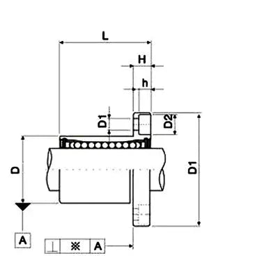Technical diagram of LMH10UU 10mm Flanged Ball Bushing CNC Linear Motion Bearing 10x19x29mm showing detailed dimensions