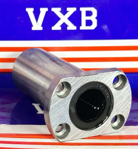 LMH20LUU 20mm Flanged Ball Bushing CNC Linear Motion Bearing 20x32x80mm on a reflective surface.