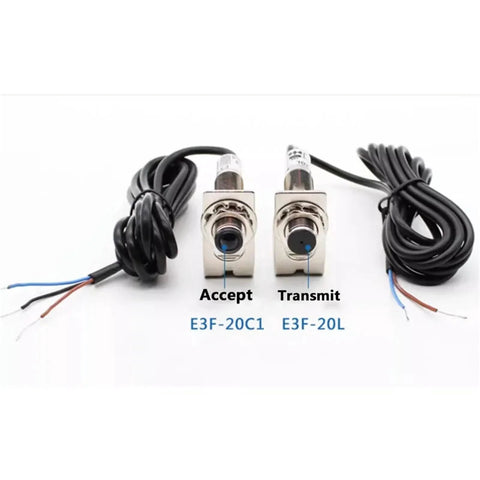 Laser Beam Photoelectric Switch With Infrared Sensor E3F 20L 20C1 NPN PNP, 20 Meter Range, DC 6 To 36V, NO, pair of sensors with wiring