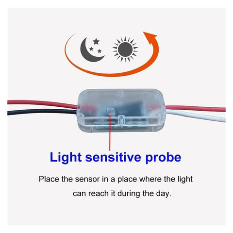 Light Sensor Switch Dusk To Dawn Auto On Off Photocell For Outdoor And Indoor Lights 5V 12V 24V DC with light sensitive probe