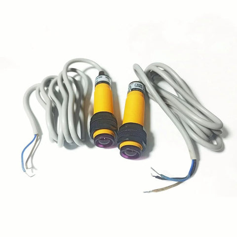 M18 Photoelectric Sensor Switch Proximity NPN NC Through-Beam DC 6-36V With Infrared 660nm, 5M Range, 1.2m Cable
