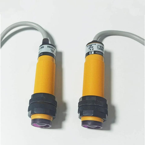 M18 Photoelectric Sensor Switch Proximity NPN NC Through-Beam DC 6-36V with Infrared 660nm, 5M Range and 1.2m Cable, pair view