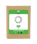 Product packaging for M5 External Tooth Washers Set For DIY Projects, featuring size M5, 304 stainless steel, 20 pack, silver washers.