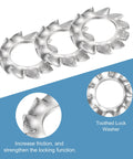 M5 External Tooth Washers Set For DIY Projects, 304 Stainless Steel Locking Ring Washers With Serrated Teeth, Silver