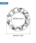 M5 External Tooth Washers Set For DIY Projects, 20 Pack, 304 Stainless Steel, 10mm OD, Serrated Teeth, Silver, Heavy Duty Fasteners