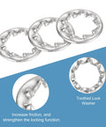 M6 Internal Tooth Serrated Locking Washers Set 20 Pcs Made From 304 Stainless Steel Silver Finish illustrating locking features