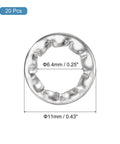 M6 Internal Tooth Serrated Locking Washers Set 20 Pcs Made From 304 Stainless Steel Silver Finish with dimensions