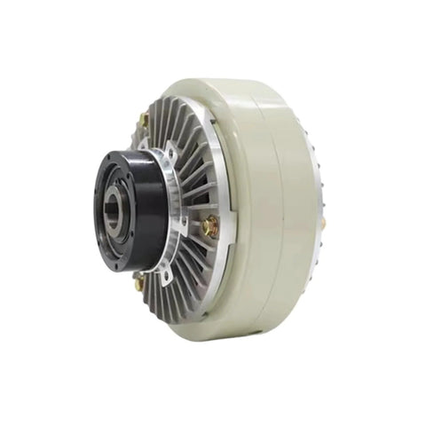 Side view of hollow shaft magnetic particle clutch and magnetic powder brake for bagging, printing, dyeing machines with adjustable torque control.