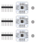 AS5600 Magnetic Encoder Module 3 Pack Pro Grade High Precision Sensor 12 Bit I2C PWM And Voltage Output Non Contact Angle Measurement 23 By 23 Millimeter Kit Bundle showing three modules with sensors and pins.
