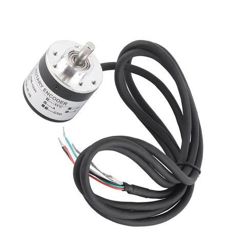 Magnetic Incremental Rotary Encoder With 600 PPR, 6mm Shaft, showing cable and connections for CNC and robotics automation.