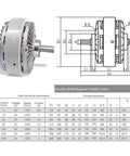 Beefed-Up Magnetic Particle Brake And Controller For 20kg Dual Spindle FL200A-1 dimensions and specifications chart