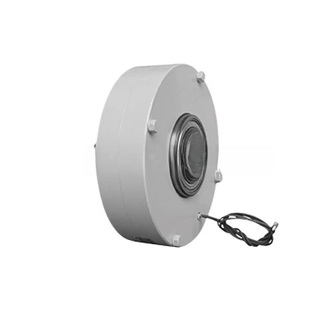 Side view of Magnetic Particle Brake ZX-2.5YS ZX-5YS ZX-10YS, industrial torque control device with cable for precise speed management.