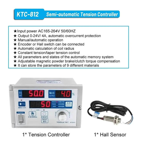 Display of KTC-812 Semi-automatic Tension Controller with features and Hall sensor, suitable for Micro Magnetic Powder Brake Tension Controller Kit.