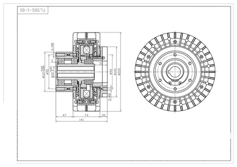 Technical diagram of External Rotating Magnetic Powder Clutch And Brake System for Industrial Machinery 5kg Torque Class FLS 1 Series