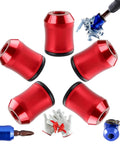 Magnetic Screw Ring For One Quarter Inch Bits, red alloy, universal magnetic head, shown with drill and screws, pro grade tool.