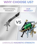 Comparison of traditional tool vs Magnetic Screw Ring For One Quarter Inch Bits highlighting superior magnetic strength