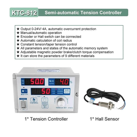 KTC-812 semi-automatic tension controller with hall sensor, showing digital display and control knobs