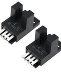 Two Pack Micro Photoelectric Sensor Switch 5 To 24V DC NPN Output Selectable Normally Open Or Normally Closed, Compact Industrial Sensor