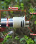 Mini Self Priming Diaphragm Water Pump 6V-12V With 370 Micro Motor DSB413-B dimensions 61mm x 24mm, ports 6.4mm