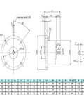 Technical diagram of ZKG-50YN Solid Shaft Miniature Magnetic Particle Brake showing dimensions and design details.