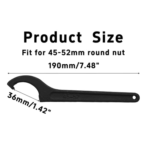 C Hook Spanner Wrench Fits 45 To 52Mm Round Nuts For Motorcycle Shock Absorbers And Coilovers shown with dimensions