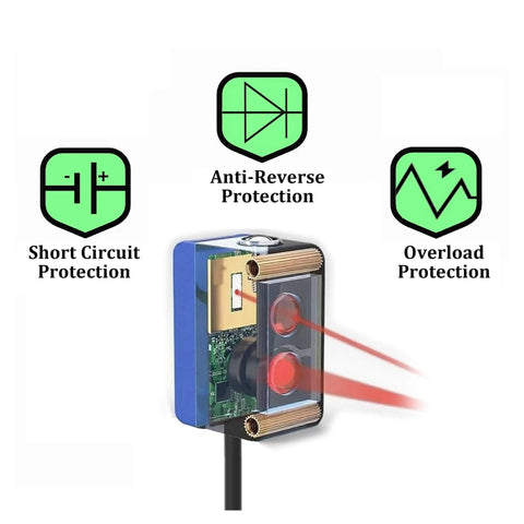 Multi Mode Photoelectric Switch Sensor With Diffuse Reflective Retroreflective Through Beam And Laser Sensing Visible Red Light