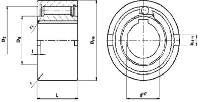 Technical drawing of NF12 12mm Freewheel Clutch - One-Way Roller Type - Backstop/Overrunning 12x37x20mm with dimensions labeled.