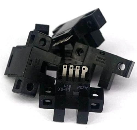 NPN Slotted Optical Switch 5mm Photoelectric Sensor DC5 To 24V 100mA EE SX671 shown in multiple angles.