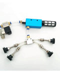 Air Exhaust Ejector Vacuum Module for Pneumatic Systems with Negative Pressure Control Valve, 10W 6F fittings, blue casing.