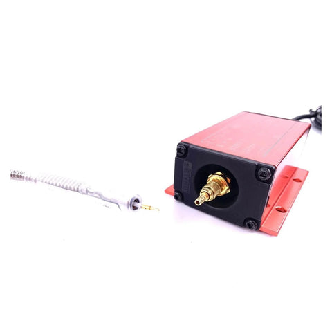 Non-Contact Eddy Current Displacement Sensor 1-50mm Range With 0-10V Output, stainless steel probe on white background