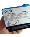 Eddy Current Displacement Sensor 330180-50-CN label on device for high precision linear gap measurement in industrial equipment.