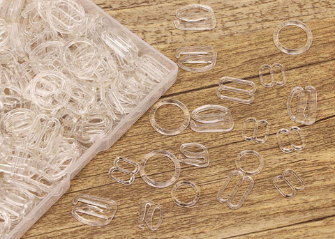 120Pcs Nylon Bra Strap Hooks Rings Sliders Clasp Replacement Set For Sewing Bikini Tops Nightgowns Slip Dresses 3 Styles 8mm And 12mm Clear Durable Lightweight Soft On Skin Craft DIY