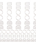 60Pcs Nylon Bra Strap Rings Hooks Set For DIY Bra And Swimwear Repair 8Mm And 12Mm Inner Dia Three Styles Ring Slider Hook