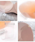 Close-up of 240 Piece Nylon Bra Strap Rings Hooks And Sliders Set with transparent plastic sliders attached to beige cups