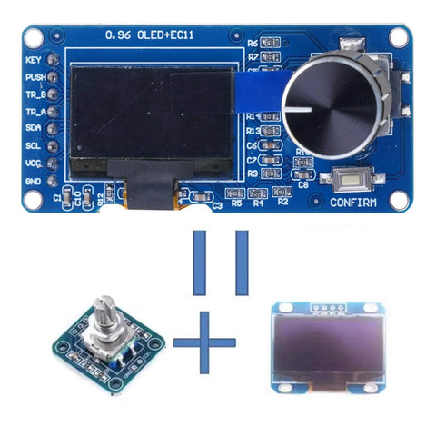 Dope 0.96 Inch And 1.3 Inch OLED Display Module with EC11 Rotary Encoders I2C Interface LCD Screen Combo for IoT Prototyping