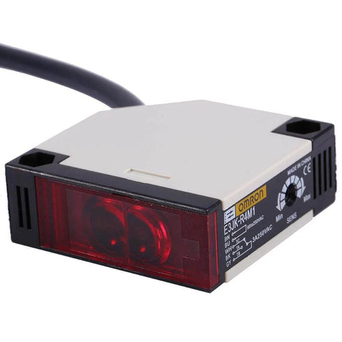 Omron E3JK R4M1 Reflective Photoelectric Switch Sensor with 4M induction distance and 1.5M cable, close-up front view