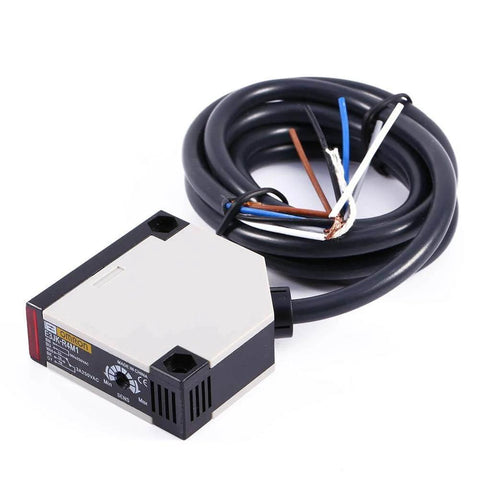 Omron E3JK R4M1 Reflective Photoelectric Switch Sensor with 4M Induction Distance and 1.5M Cable, close-up view.