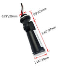 Outdoor Dusk To Dawn Photocell Switch 120V Hard Wired Post Eye Light Control with swivel mount, shown with measurements