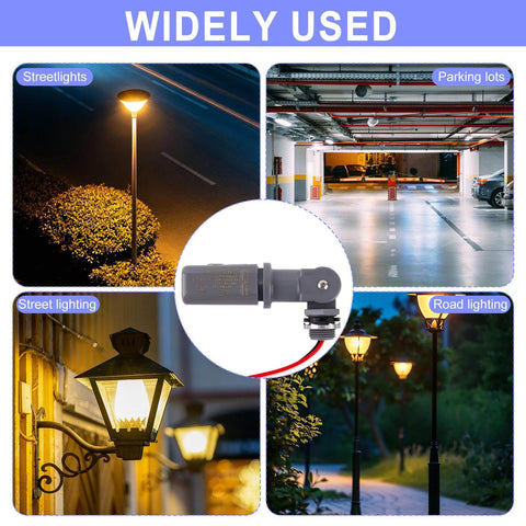 Widely used outdoor photocell sensor for streetlights, parking lots, yard, and street lighting applications.