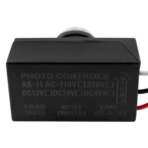 No Fuss Outdoor Photosensitive Sensor Switch For Dusk To Dawn Lighting, black photoelectric switch with voltage details and wiring