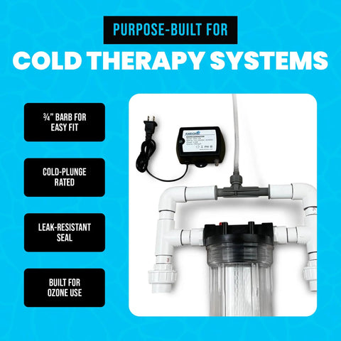 Efficient Ozone Venturi Injector For Cold Plunge Ice Bath Spa And Pool Pumps with barbed inlet, ozone port, and PVC material