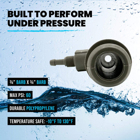 Efficient Ozone Venturi Injector For Cold Plunge Ice Bath Spa And Pool Pumps With Three Quarter Inch Barbed Inlet And Outlet