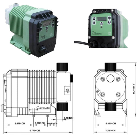 Acid Dosing Pump 5.04L Electromagnetic Diaphragm Metering Pump with digital display and PTFE diaphragm for industrial use