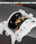 Air Operated Double Diaphragm Pump With Half Inch Inlet And Outlet, QBK-15, 12 GPM And Up To 120 PSI, PTFE Diaphragm Pneumatic Transfer Pump