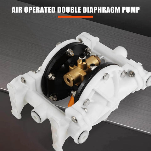 Air Operated Double Diaphragm Pump With Half Inch Inlet And Outlet, QBK-15, 12 GPM And Up To 120 PSI, PTFE Diaphragm Pneumatic Transfer Pump