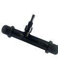 Venturi Ozone Injector For Pools And Spas, Built Tough PVDF Body In Black, Three Quarter Inch NPT Inlets And Outlets, One Quarter Inch Ozone Feed Port, Ideal For Cold Plunge, Pool Circulation Pumps, Spa Hydration And Irrigation, side view