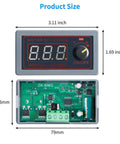 Product dimensions for Beast Power DC Motor Speed Controller 9V To 60V 12A 500W PWM Control with circuit board view.