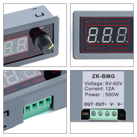 Beast Power DC Motor Speed Controller 9V To 60V 12A 500W PWM Control module panel and connectors detail