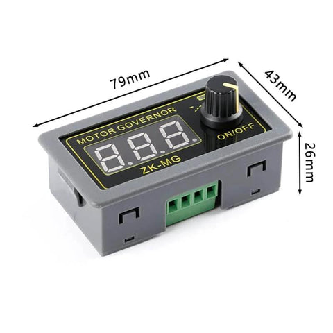 PWM Motor Driver For DC Motors 5V 12V 24V With Digital Encoder and Rotary Switch in Durable Housing, Dimensions 79mm x 43mm x 26mm.