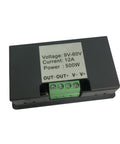 Wide Voltage PWM Motor Speed Controller 9-60V 12A Beefed Up 500W, close-up of black casing with specifications label.